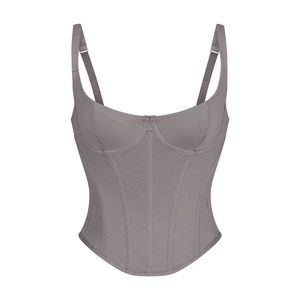 SKIMS Cotton Corset Top in Charcoal (M)